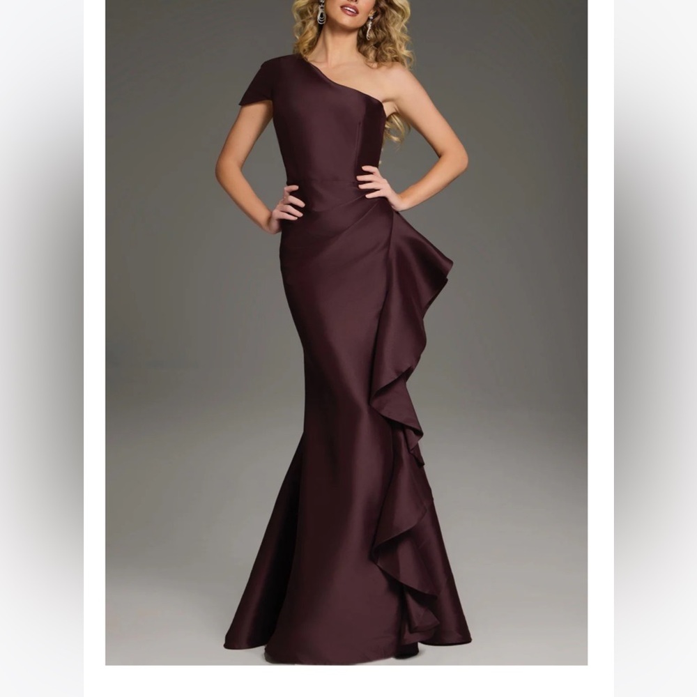 Jovani One-Shoulder Brown Dress